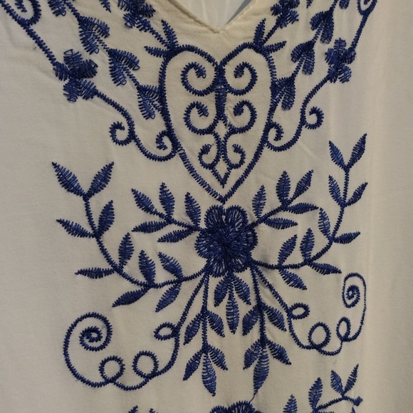 Embroidered Blue And White Cover Up - Picture 7 of 13